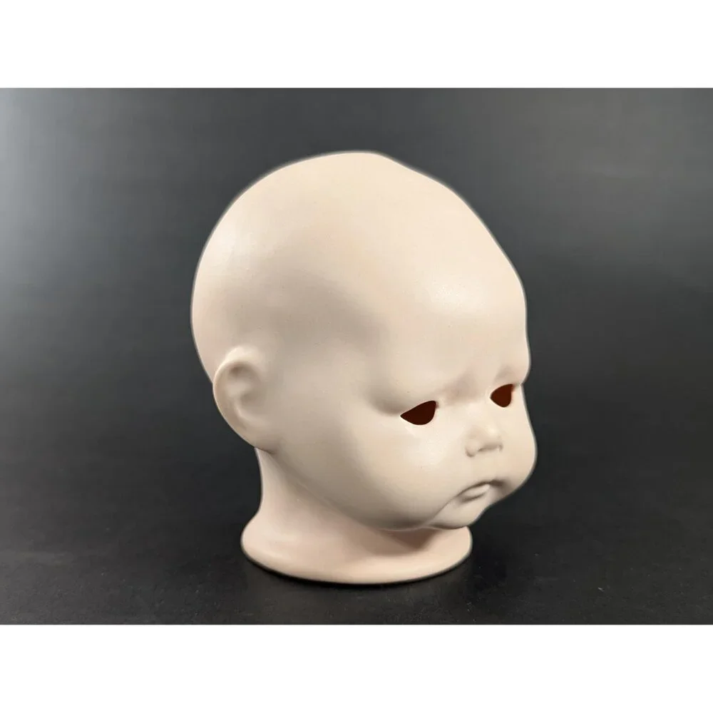 Vintage Creepy Baby porcelain Doll head, open eyes, old doll parts - Picture 4 of 14